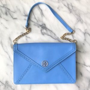 Tory Burch Robinson Envelope Clutch ocean blue
